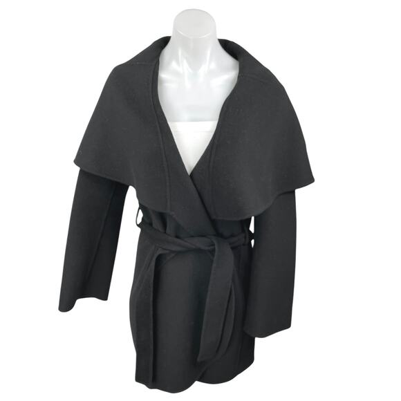 Tahari Marla Women's Black Wool Long Sleeve Tie Wrap Coat Sweater Jacket Size M - Picture 1 of 5